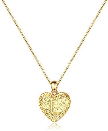 IEFSHINY L Initial Necklace for Women - 14K Gold Filled Heart Pendant Initial Necklaces Dainty Alphabets Monogram Necklaces Birthday Jewelry Gifts Ideas for Women
