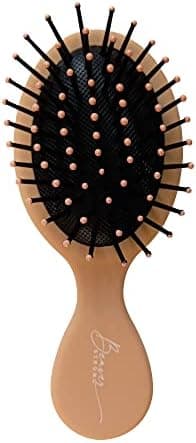 Essential Mini Hair Brush by BeaverStrong, Pocket-size Detangler Brush with Soft Bristles for Travel, Toddlers, Kids, Teens (Light Peach)