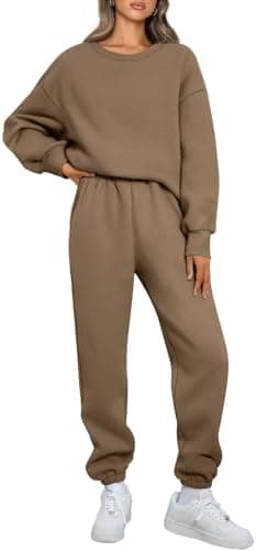 AUTOMET Womens 2 Piece Outfits Sweatsuit Lounge Sets Oversized Sweatshirt Baggy Sweatpants Fall Fashion with Pockets