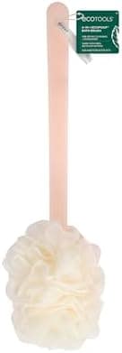 EcoTools 2-in-1 EcoPouf Bath Brush, Loofah Brush for Bath & Shower, with Long Handle & Recycled Netting for Cleansing & Exfoliating, Back Brush for Men & Women, Eco-Friendly & Cruelty-Free, 1 Count