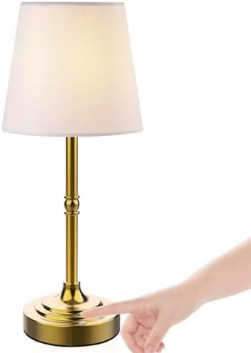 focondot Rechargeable Battery Powered Table Lamp, Wireless LED Lamps, Cordless Touch Lamps, Stepless Dimmable Bedside Lamps, Night Lamp for Bedroom, Dinning Room, Kitchen Decor, Office (Bronze)