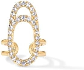 PAVOI 14K Gold Plated Manicure Nail Ring for Women | Adjustable Unique Fashion Statement Ring