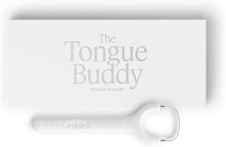 TheTongueBuddy™ Effective Tongue Scraper for Adults - Ergonomic Tongue Cleaner Promotes Fresher Breath, Travel-Friendly Beauty and Personal Care Essential (Smoke White)