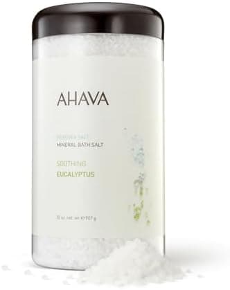AHAVA Dead Sea Mineral Bath Salt- Intense Relaxation for Body & Mind, Elevates Moisture, Softens & Eases Sore Muscles, Enriched by Exclusive Dead Sea Salt & Osmoter blend, 32 oz