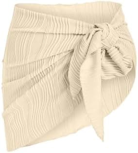 ZAFUL Metallic Shiny Short Sarong Coverups for Women Semi Sheer Bathing Suit Wrap Swimsuit Skirt Beach Bikini Cover Up