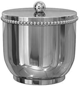 nu steel 18/8 Stainless Steel Chic Collection Beaded Q-tip Dispenser for Bathroom, Vanity Storage Organiser, Canister Jar Swabs, Cotton Balls, Shiny Finish, Clear (CHC1H)