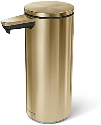 simplehuman 9 oz. Touch-Free Rechargeable Sensor Liquid Soap Pump Dispenser, Brass w/ Black Trim
