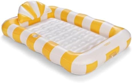 FUNBOY Tanning Pool Lounger Float, XL 72'' x 48'' Pool Float with Custom Pillow and Large Cup Holder, Perfect for Pool or Backyard.