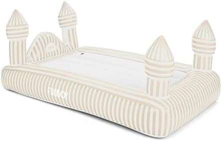FUNBOY Kids Striped Castle Sleepover Travel Bed & Air Mattress. Perfect for Sleepovers. Includes Carrying Storage Bag, Twin
