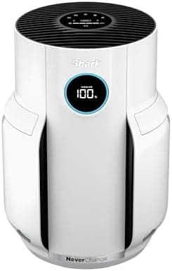 Shark Air Purifier for Home, NeverChange, for Large Room, Bedroom, Home Office, HEPA-Exceeding Filter, Captures Pollutants, Pet Dander, Dust, Odor, Smoke, and More, HP153, White