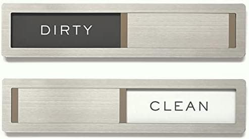 Clean dirty magnet for dishwasher, Kubik Letters Premium Stainless Steel Grade 304, Kitchen Organizers and Storage Decor Accessories, Extra Adhesive Tapes Included.
