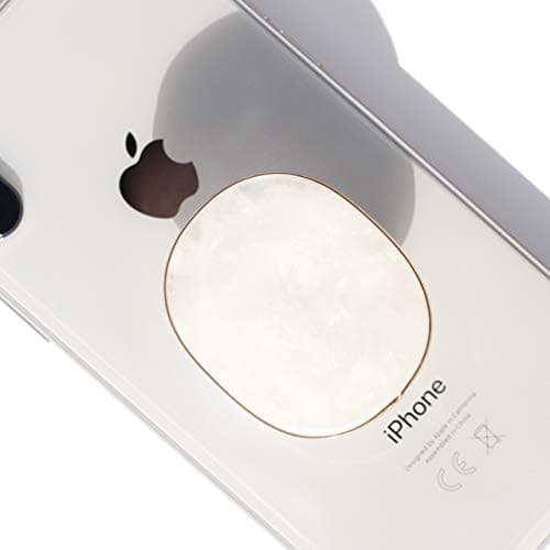 DALSTONE Authentic Natural Gemstone Multi Functional Collapsible foldible Mobile Phone Grip Stand (Oval Clear Quartz)