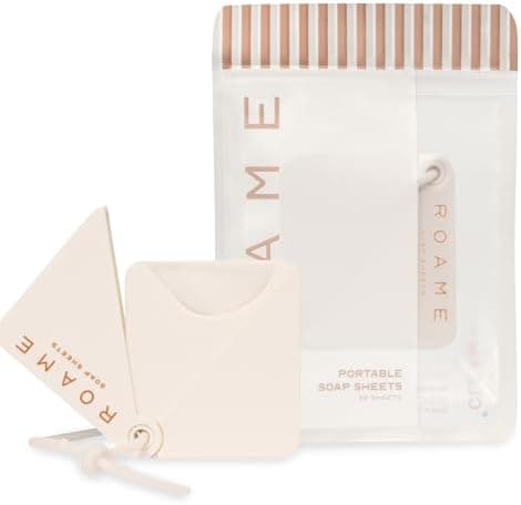 ROAME Portable Soap Sheets – Ultra-Thin Soap for Hand Moisture & Hygiene – Water-Activated, Compact, Cruelty-Free, Eco-Friendly – Perfect for Travel Kits & On-the-Go Use – 50-Pack