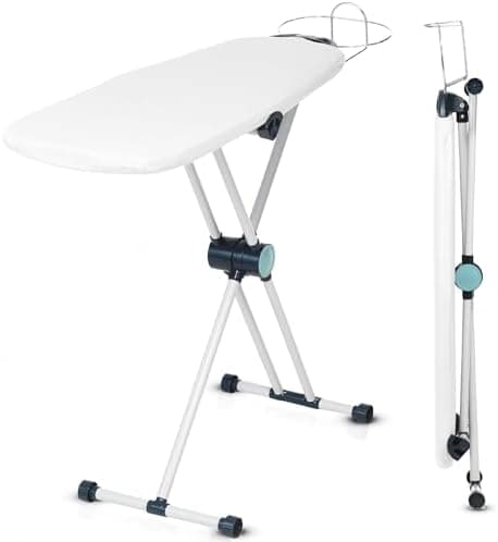 Dazzl 360° Dual-Sided Iron Board - Torso-Shaped Ironing Board Full Size with 8-Level Adjustable Height, Detachable Iron Holder, Garment Clips - HDPE Heat-Resistant Surface