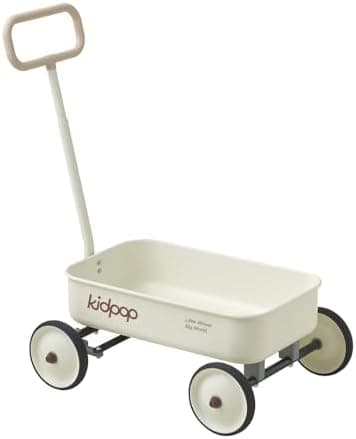 PULA-Wild 2-in-1 Kids' Pull-Along Wagon Toddlers Push Walker for 2.5-8 Adjustable Handlebar, Birthday Gifts Max Weight 33 lbs (White)