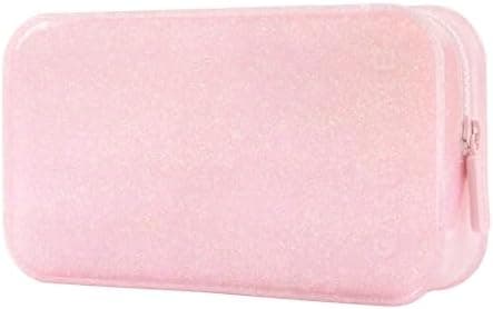 Case-Mate Jelly Makeup Bag - Waterproof Travel Makeup & Toiletry Bag - Cosmetic Make Up Organizer/Case for Women - Small Zipper Pouch for Hair Accessories and Daily Essentials - Ballet Pink Twinkle