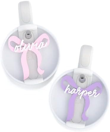 The Cotton & Canvas Co. Personalized Bow Stanley Name Tag, Stanley Name Plate, Acrylic Lid Topper, Custom Tumbler Tag, 40oz, 30oz, Quencher H2.0, Coquette, Girly