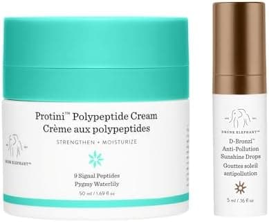 Drunk Elephant Glowing Strong Smoothie Bundle - Includes Protini Polypeptide Cream (1.69 fl oz) and D-Bronzi Anti-Pollution Sunshine Drops (0.16 fl oz)