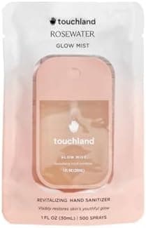 Touchland Glow Mist Hand Sanitizer Spray – Revitalizing and Hydrating, Rosewater Scented – 1 FL OZ Travel Size Mist