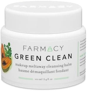 Farmacy Makeup Remover Cleansing Balm - Green Clean Waterproof Makeup Remover Balm + Oil Cleanser for Face - Gently Melts Make Up + SPF - Hydrates + Softens Skin with Super Greens + Papaya (100ml)