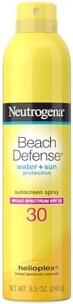 Neutrogena Beach Defense SPF 30 Sunscreen Spray, Broad Spectrum, Lightweight & Fast Absorbing, Oxybenzone & Octinoxate Free, Hawaii Act 104 Compliant Face & Body Sunscreen, 8.5 oz