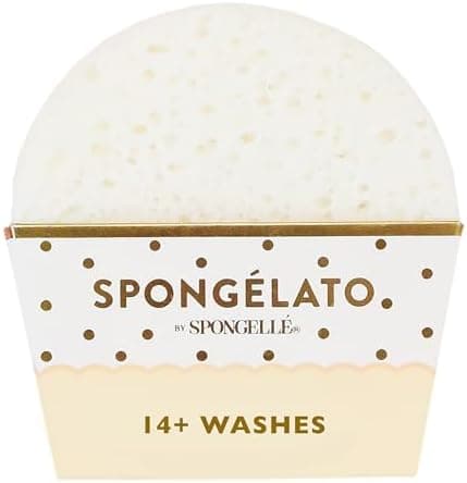 Spongelato Loofah Exfoliating Body Scrubber by Spongelle | Infused with Body Wash | Bath & Shower Loofah for Women | 14+ uses | Fior de Latte (Vanilla) Gelato Inspired
