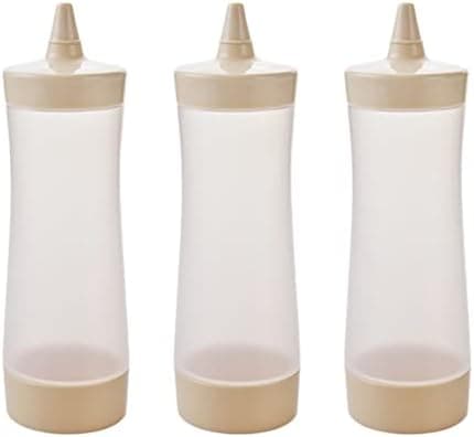 UPKOCH 3-Pack 12Oz Plastic Squeeze Sauce Bottles with Leak-Proof Flip Caps for Condiments Ketchup Mustard Salad Dressings Bbq Kitchen Use