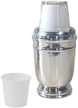 nu steel Timeless Dixie Cup Modern Sleek Metal Compact Small Disposable Paper Cup Dispenser Storage Holder for Rinsing for Bathroom Vanity Countertops, fits 3 oz. Paper Cups, Chrome Finish