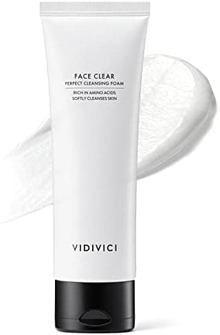 VIDIVICI Face Clear Perfect Cleansing Foam – Gentle Face Wash with Hyaluronic Acid and Moringa Seed Oil – Hydrating Foaming Cleanser – Soft, Fluffy Foam 4.06oz