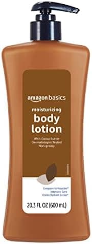 Amazon Basics Moisturizing Cocoa Butter Body Lotion for Dry Skin, Non-Greasy, Paraben Free, Lightly Scented, 20.3 Fl Oz