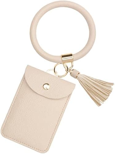 COOLANS Silicone Bracelet Wristlet Wallet Credit Card Holder RFID,ID Window,Key Ring Tassel,Slim Wallet Women Keychain Purse
