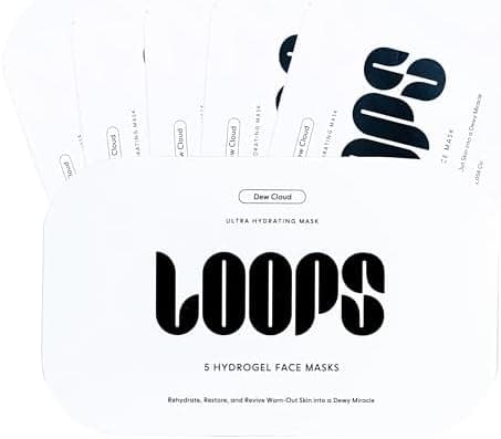 LOOPS Dew Cloud Ultra Hydrating Hydrogel Korean Face Mask for Every Skin Type - Five Ultra Hydrating Collagen Masks to Deeply Moisturize & Restore Your Skin - Gifts for Women - 5 pc