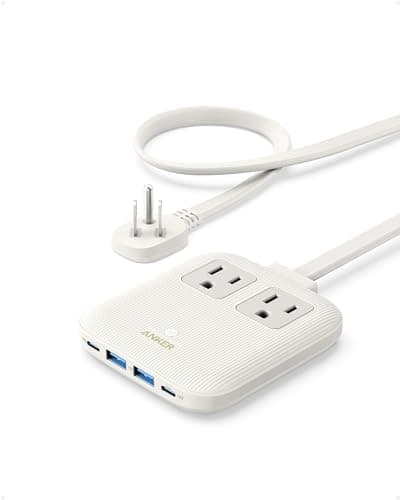 Anker Travel Power Strip, Anker Nano 67W Max 6-in-1 USB C Charger, 2 AC, 2 USB A and 2 USB C, 5ft Thin Undetachable Flat Plug Extension Cord with Multiple Outlets, Travel Essentials, Cruise Essentials