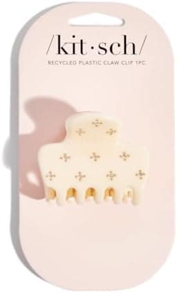 Kitsch Recycled Plastic Rhinestone Medium Puffy Claw Clip | Ideal Gifts for Women, 1pc- Ivory