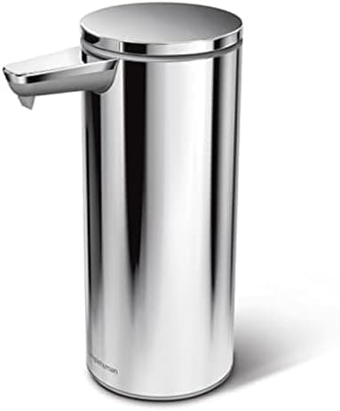 simplehuman 9 oz. Touch-Free Rechargeable Sensor Liquid Soap Pump Dispenser, Polished Stainless Steel