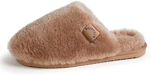 Fireside by Dearfoams Women's Shelly Beach All Over Genuine Shearling Easy on/Off Scuff