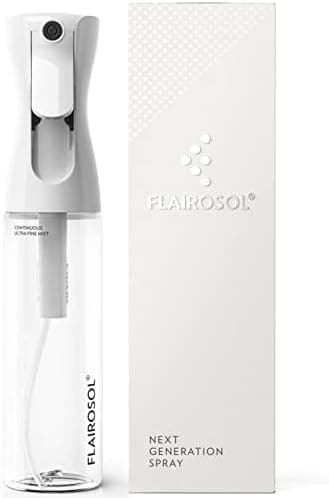 FLAIROSOL - The Original, Spray Bottle for Hair, Plants & More, Continuous Mister, Ultra Fine Water Mist, 10.1oz/300ml, Clear Bottle - Black Print