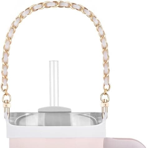 RDISOR Water Bottle Handle, Silicone Water Bottle Sling Stretches to Fit Most 8-40oz Bottles, Fashionable Accessories Compatible for Stanley Cup White, SCG001058