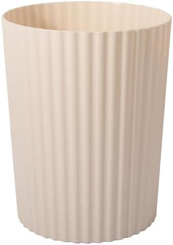 JiatuA Small Trash Can Plastic Wastebasket Round Garbage Container Bin for Bathroom, Kitchen, Bedroom, Home Office, College Dorm, Beige