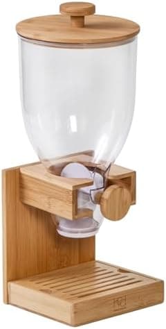 Honey-Can-Do Bamboo Cereal Dispenser with Airtight Lid – Countertop Dry Food Dispenser for Kitchen Organization – Eco-Friendly Cereal Container for Pantry