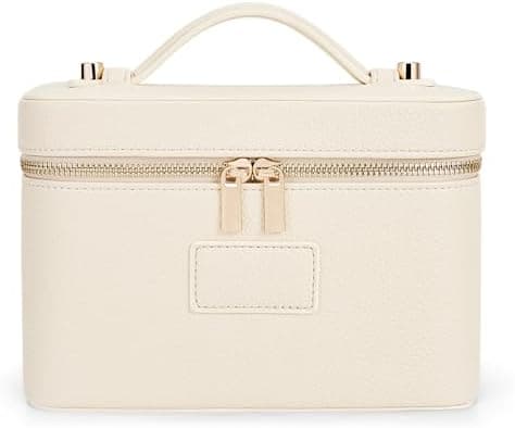 HiTotes Makeup Bag Vanity Case for Women Leather Cosmetic Bag Travel Toiletry Bags Portable Makeup Organizer Case