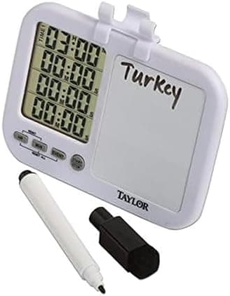 Taylor 5849 Four-Event Digital Timer with Whiteboard for School, Learning, Projects, and Kitchen Tasks, white