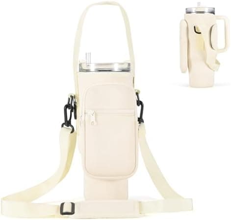GOEWY Water Bottle Carrier Bag for Stanley 40/30 oz Tumbler with Phone Pocket Neoprene Water Bottle Holder with Shoulder & Handheld Strap Stanley Cup Accessories