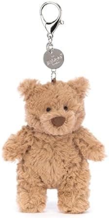Jellycat Bartholomew Bear Bag Charm, 4.5 inches - Teddy Bear Plush Keychain - Great Gift Idea