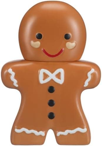 Burbell Gingerbread Man Christmas Cookie Jar 10 Inch Ceramic Christmas Candy Cookie Jars with Lids Decorative Treats Storage Container for Holiday Xmas Kitchen Decoration Gift Counter