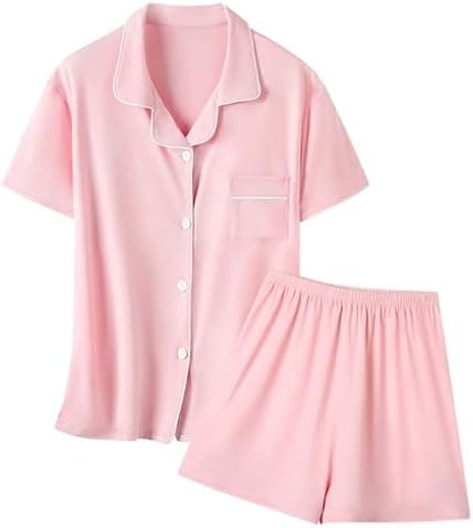 Umeyda Girls & Women Pajamas Set Soft Button-Down Sleepwear Lyocell Nightwear 2 Pjs Set Loungewear