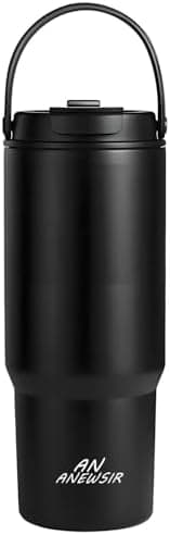 Water Bottle 24 Oz/Stainless Steel Tumbler with Straw - Vacuum Insulated Water Bottle for Home, Office or Car Reusable Cup With straw，Cold for 12 Hrs or Iced for 24 Hrs(Black)