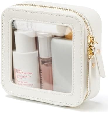 Popvibe Clear Makeup Bag Travel Cosmetic Case Transparent Toiletry Bag with Zipper, Portable Make Up Organizer Traveling Compact Car Bag for Essentials