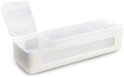 melii Snackle Box – 4 Separate Compartments with Lids, Divided Snack Container, Food Storage for Kids and Adults, Arts & Crafts, Beads, BPA-Free, White