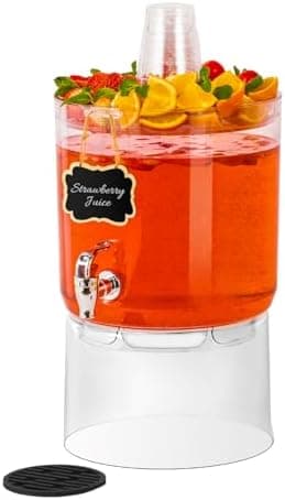 2 Gallon Beverage Dispenser for Parties, BPA-Free Drink Dispenser with No Drip Spigot, Juice Dispensers with Stand, Transparent Plastic Water Dispenser Countertop for Punch, and Drink Fountains